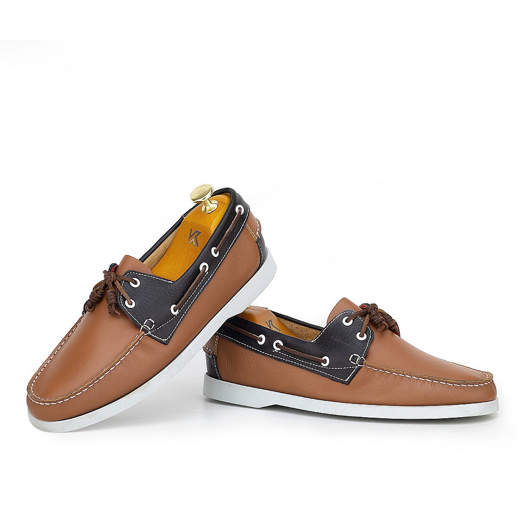 0187 chaussure boat homme en cuir tabac