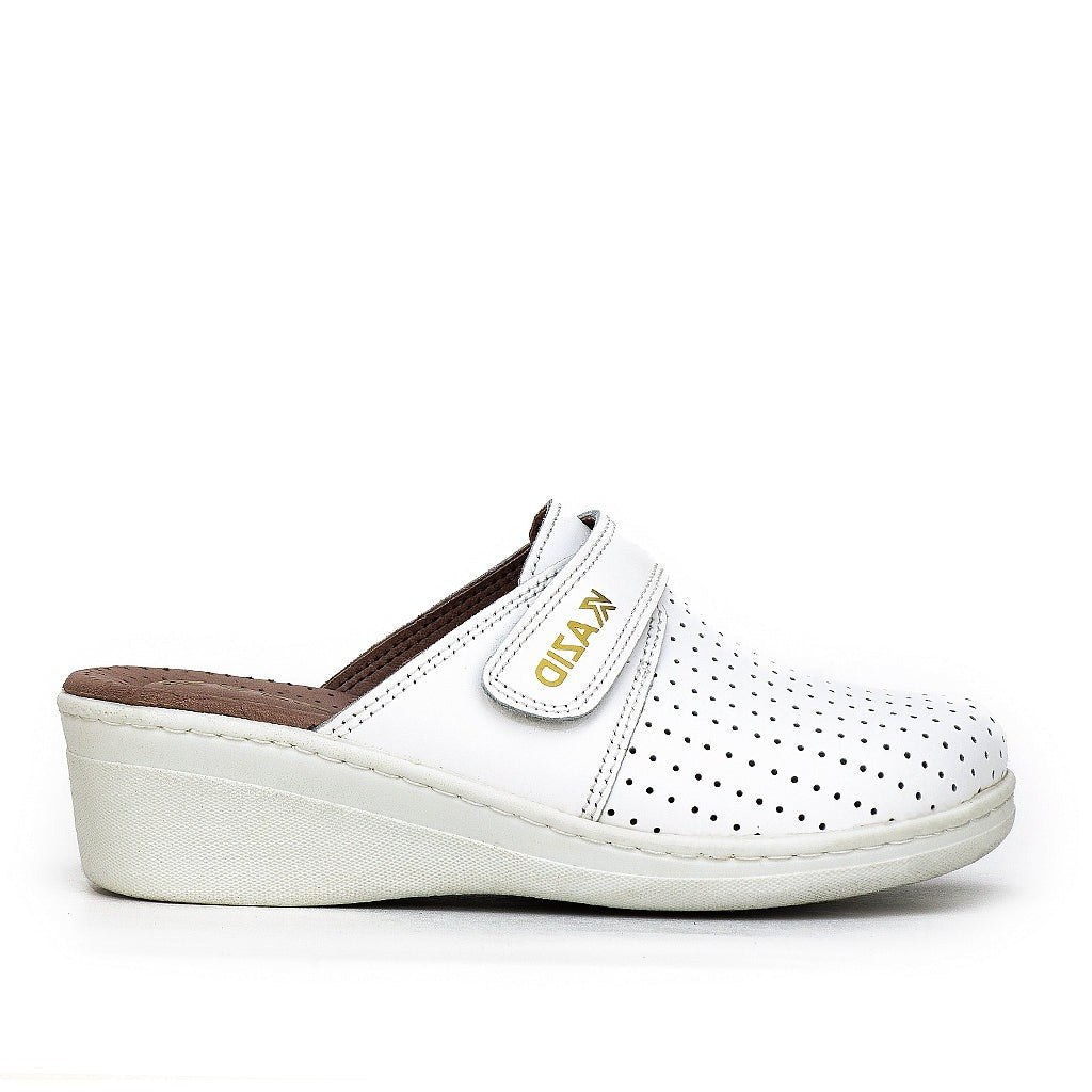 0506 sabot confort en cuir femmes blanc