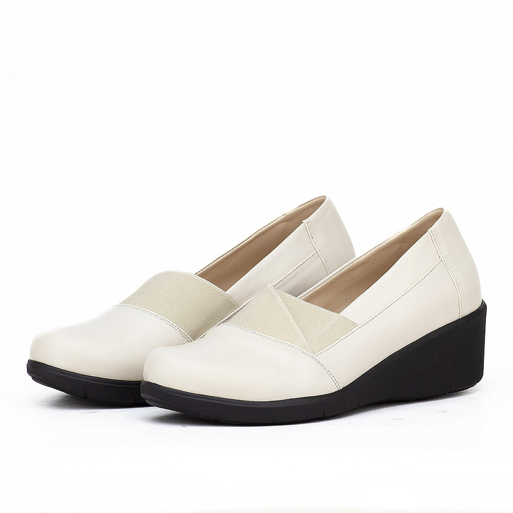 0136 chauusre confort en cuir noir biege