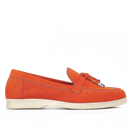 0116 chaussure Femme en cuir daim orange