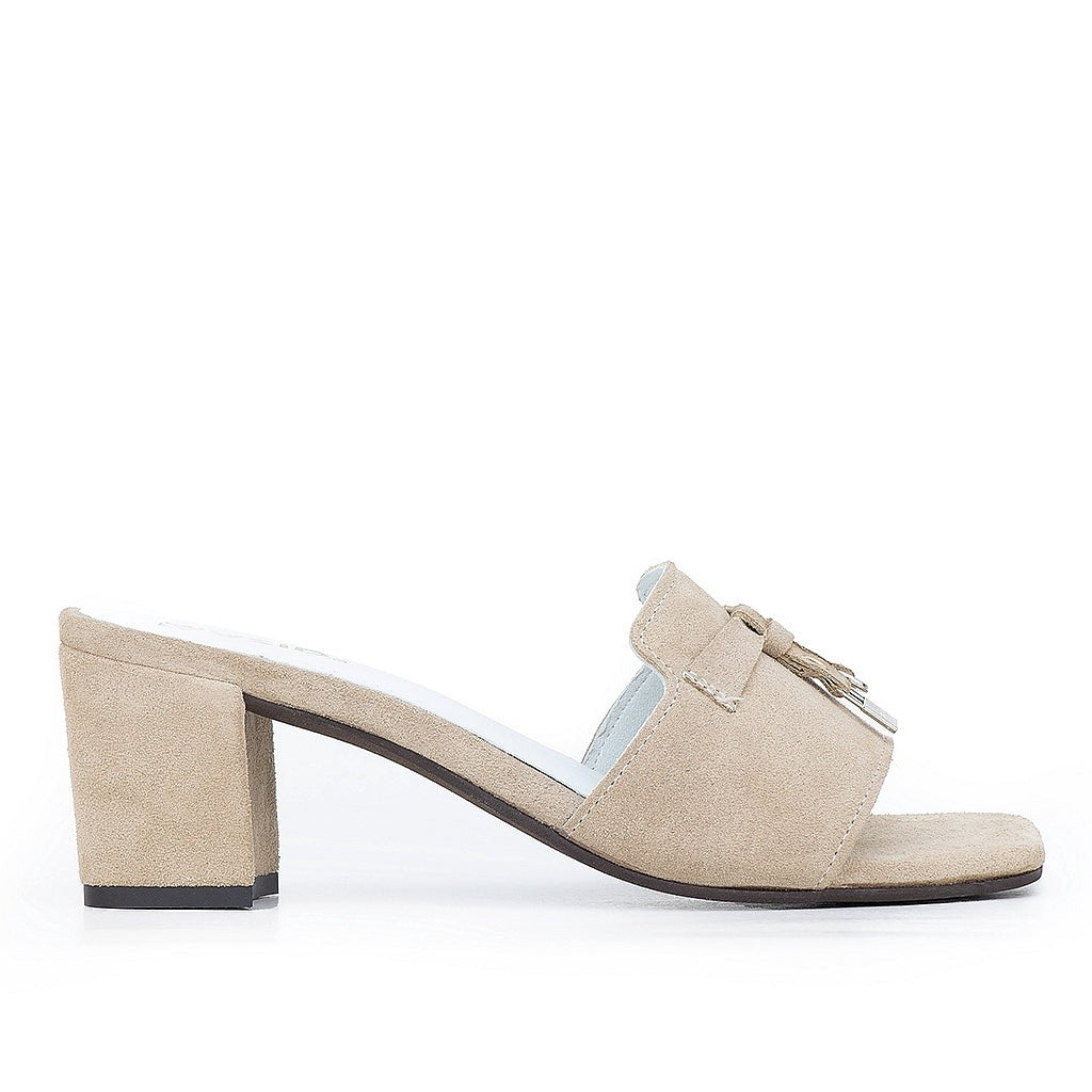 0182 sandale en cuir daim femme biege