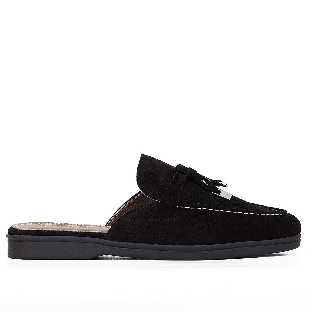 0119 sabot en cuir femmes noir