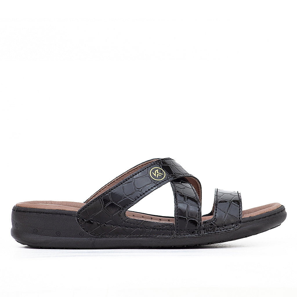 037 sandale médical femme noir verni