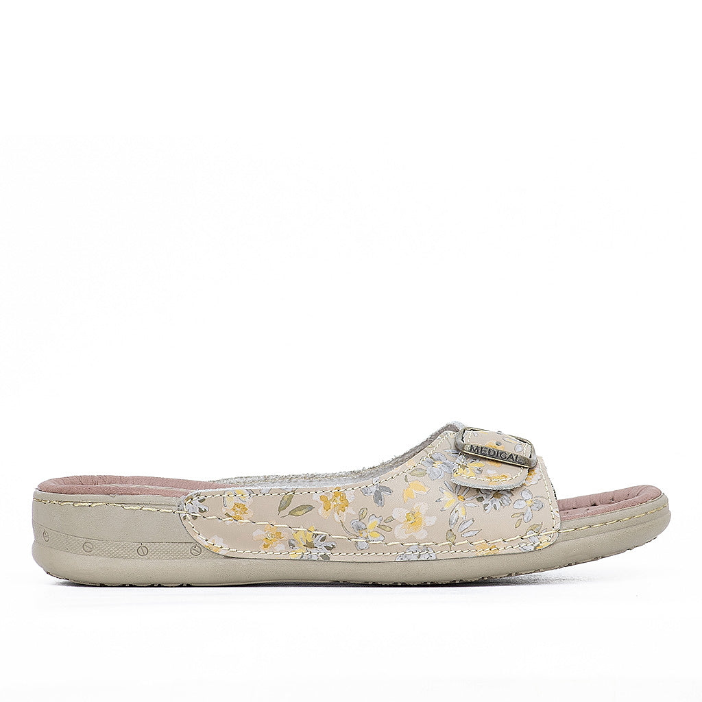 046 sandale médical en cuir femme biege