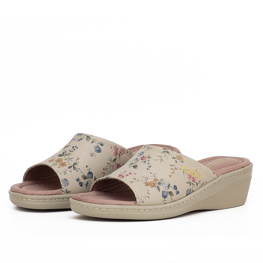 042 sandale médical femme en cuir biege flore
