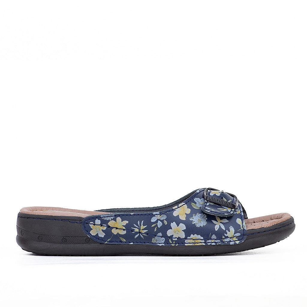046 sandale médical en cuir femme bleumarin