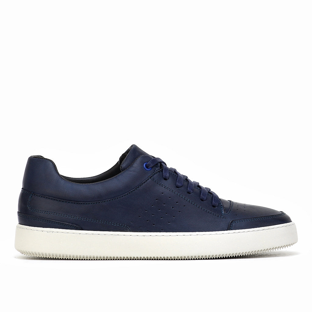 038 Chaussure Sneaker Homme en cuir bleumarin