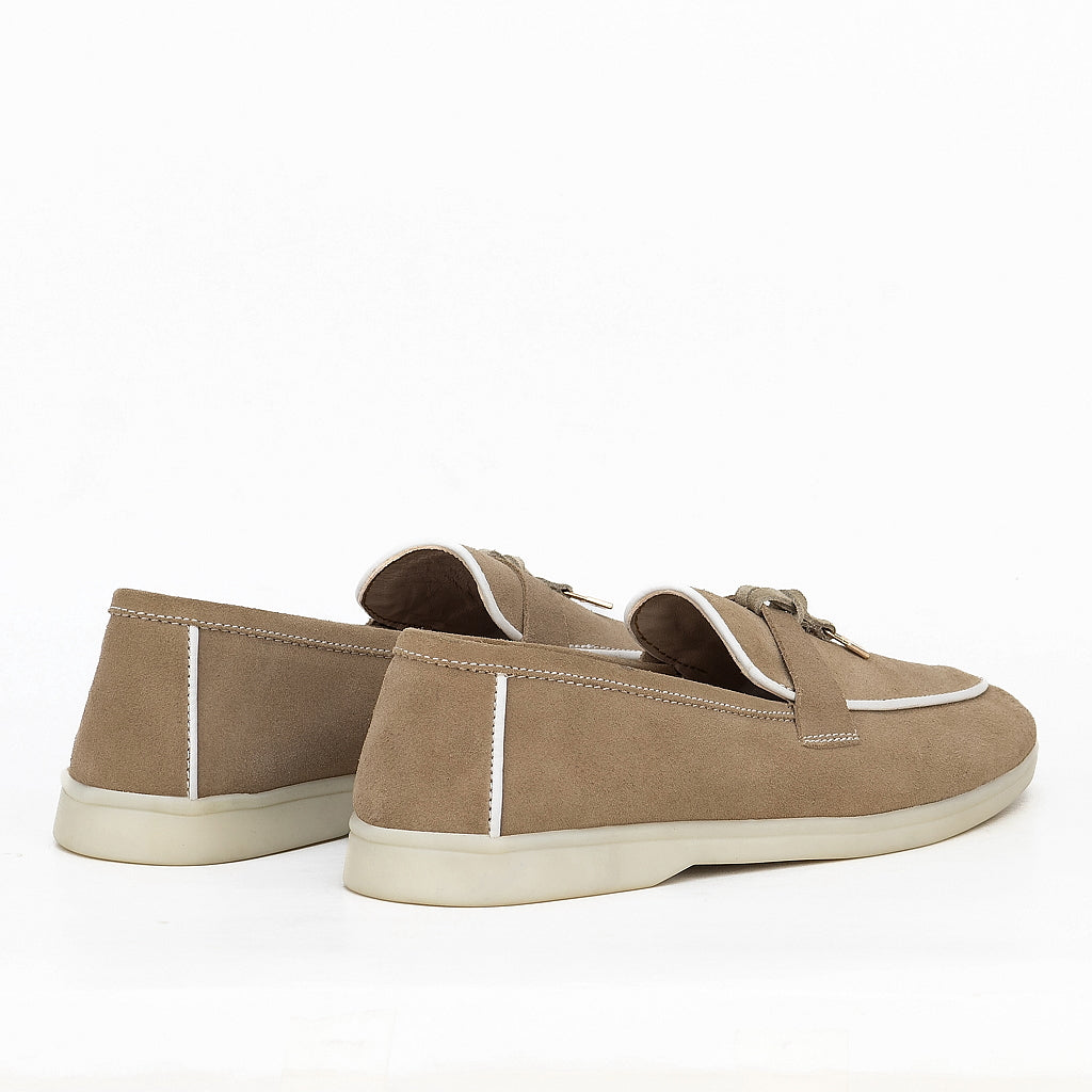 0116 chaussure femmes en cuir daim biege garnie
