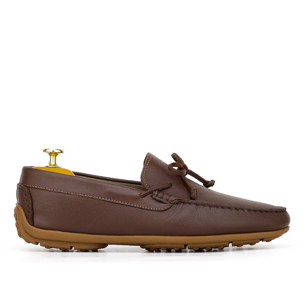 0196 Mocassins Homme en cuir marron