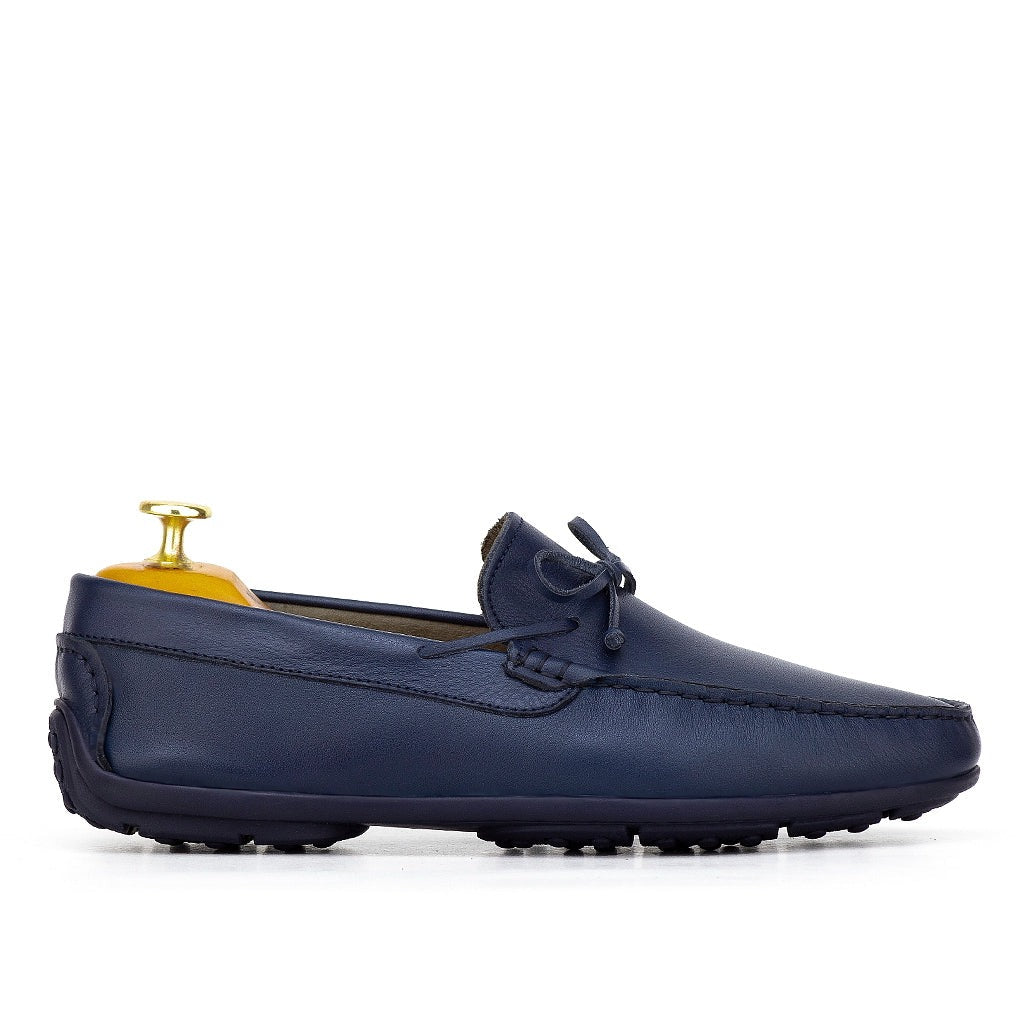 0196 Mocassins Homme en cuir bleumarin