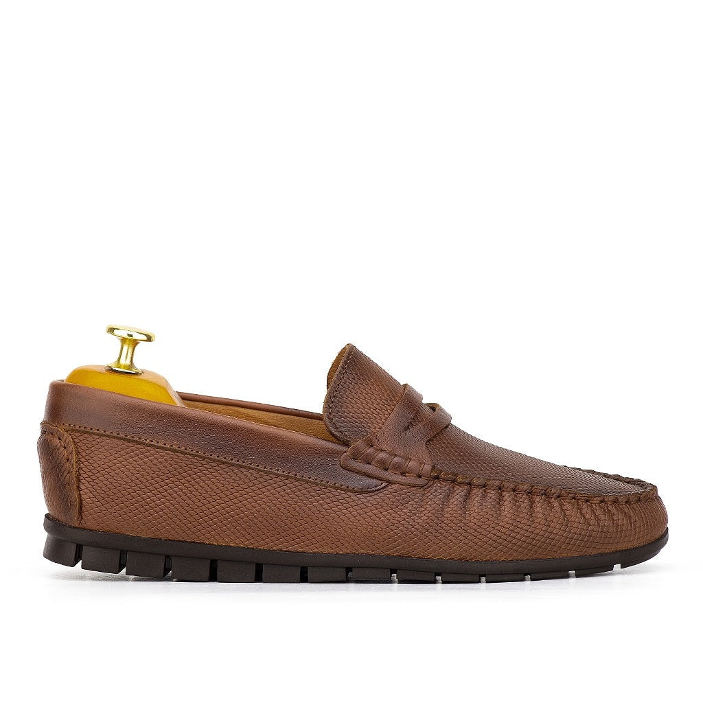 074s Mocassins Homme en cuir marron