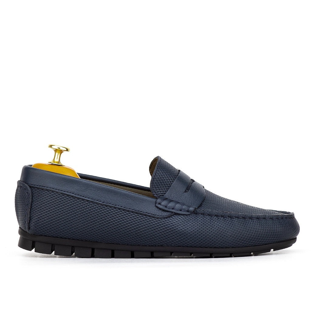 074s Mocassins Homme en cuir bleumarin