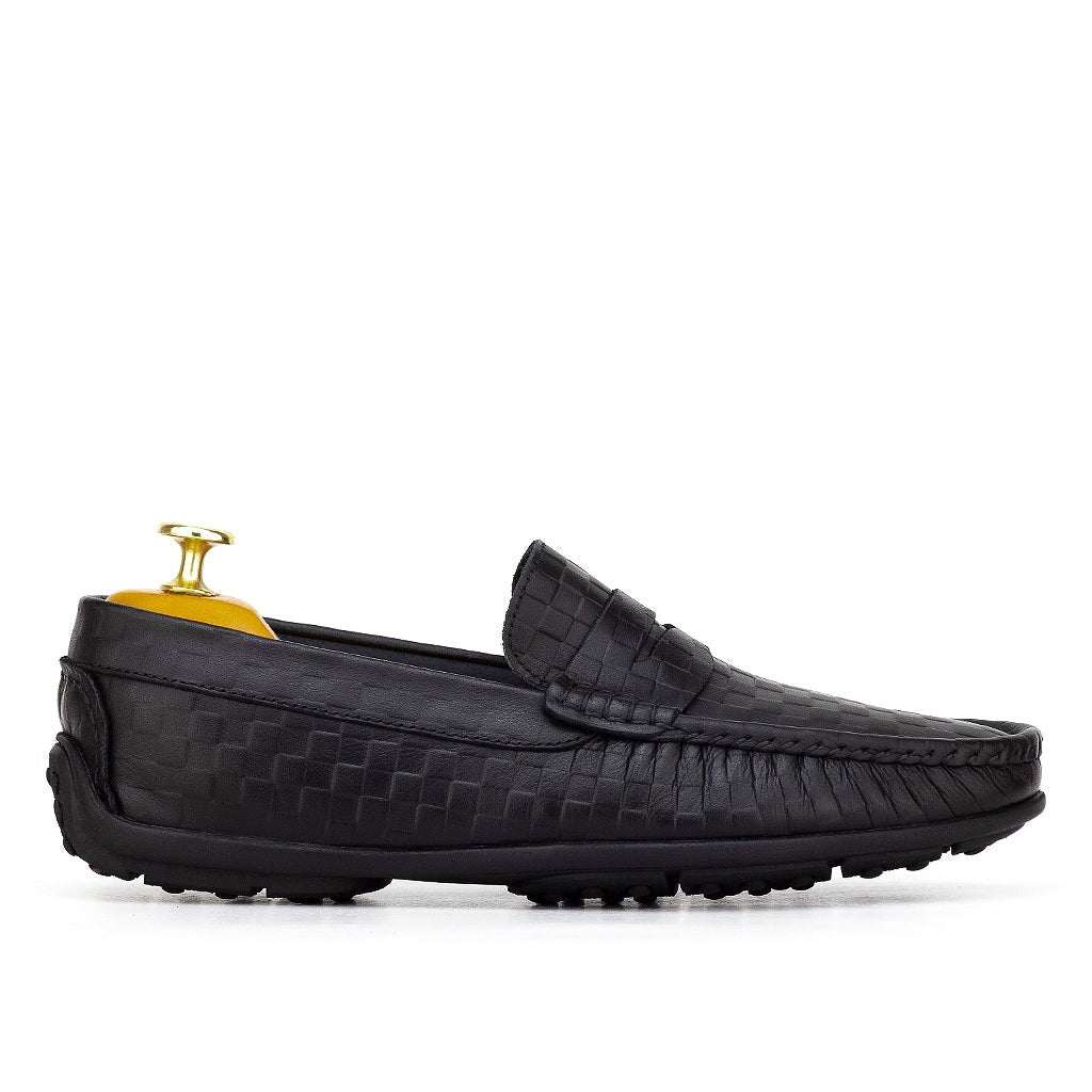 0195c Mocassins Homme en cuir noir