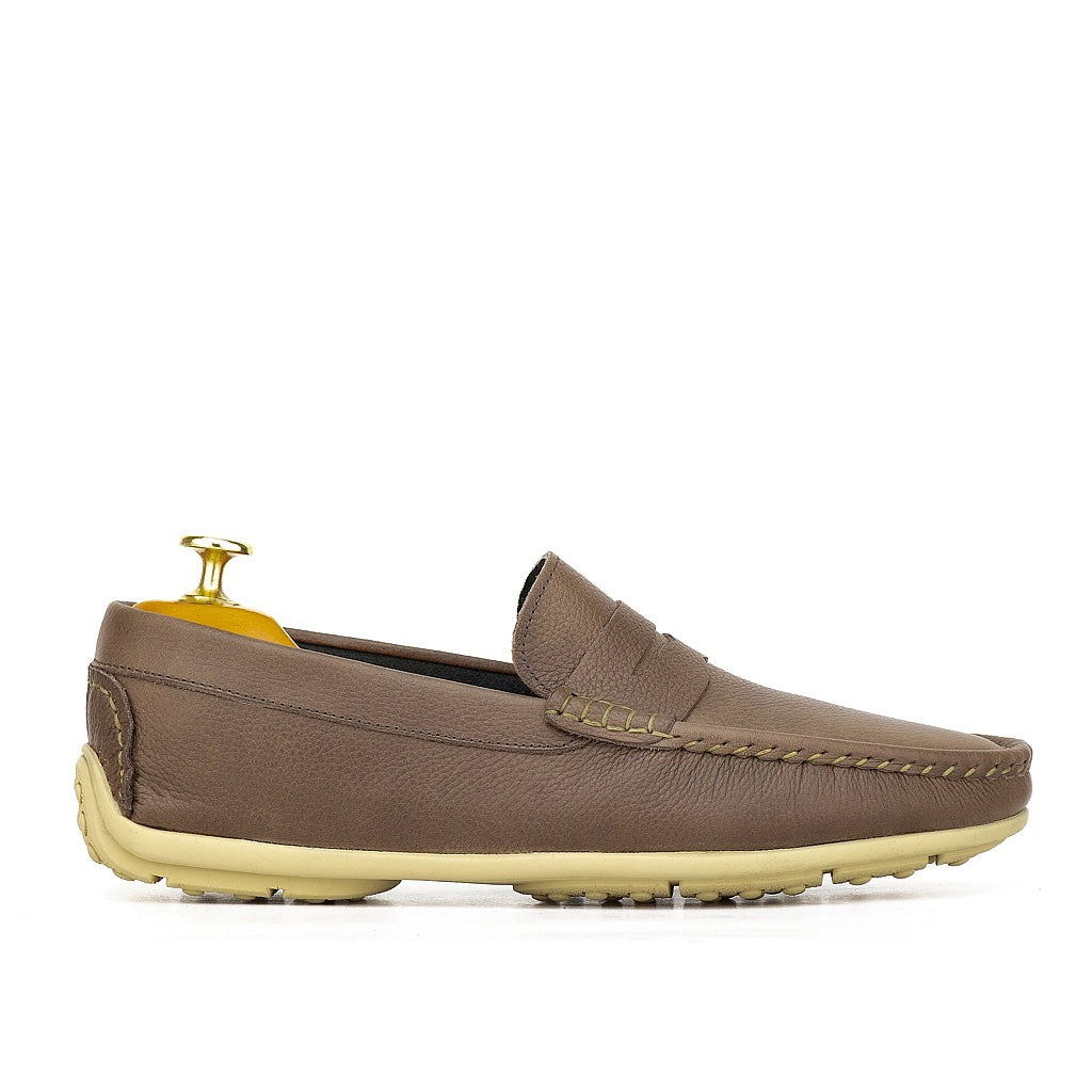 0195 Mocassins Homme en cuir sable