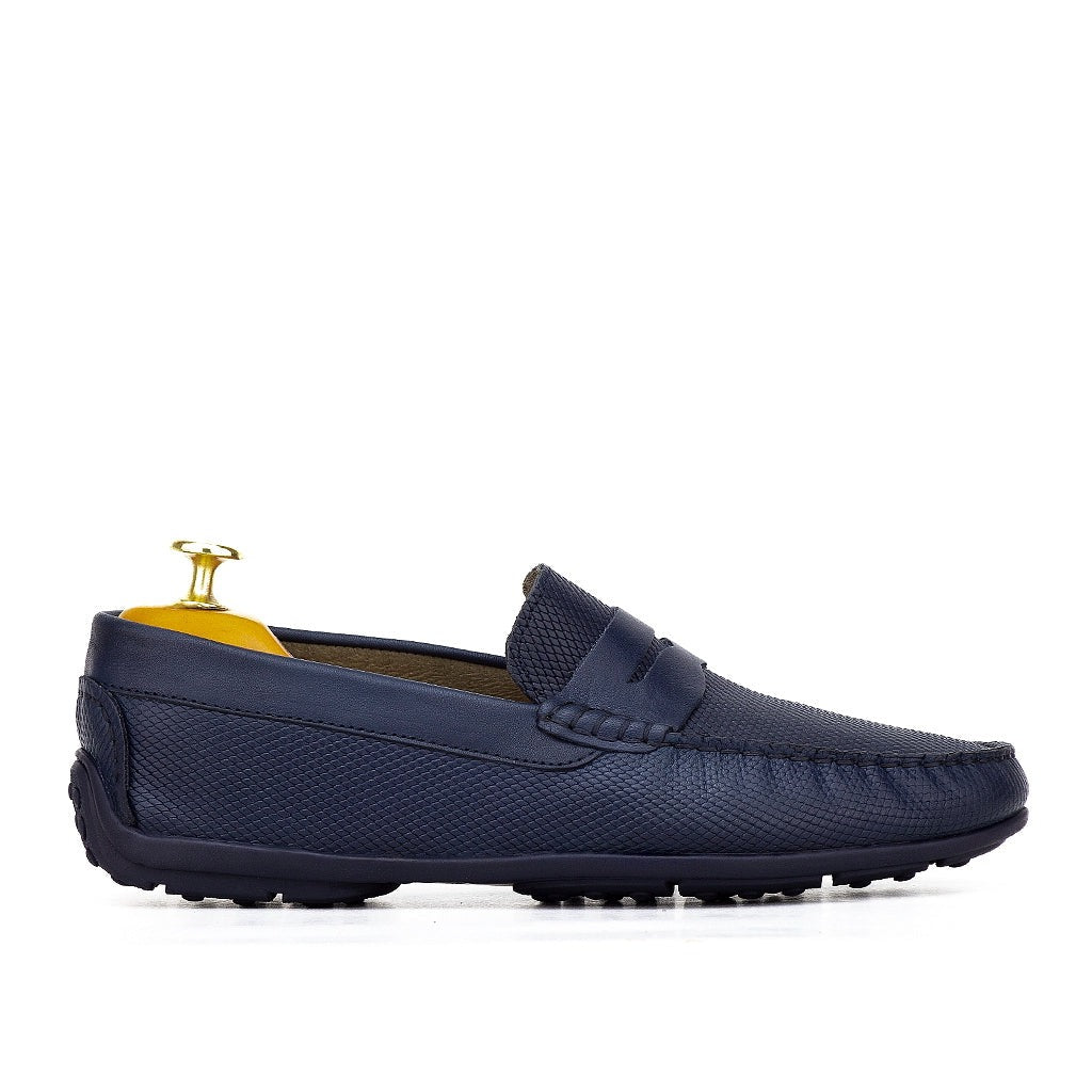 0195s Mocassins Homme en cuir bleumarin