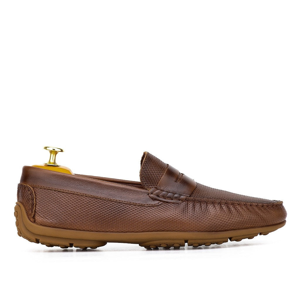 0195s Mocassins Homme en cuir marron