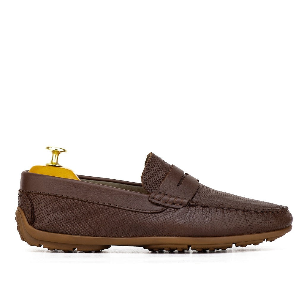 0195s Mocassins Homme en cuir marron caramel