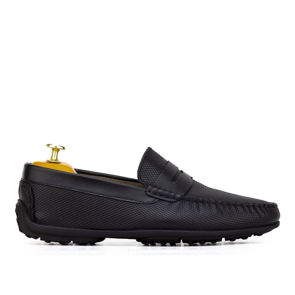 0195s Mocassins Homme en cuir noir