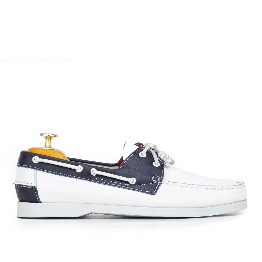 0187 chaussure boat homme en cuir blanc
