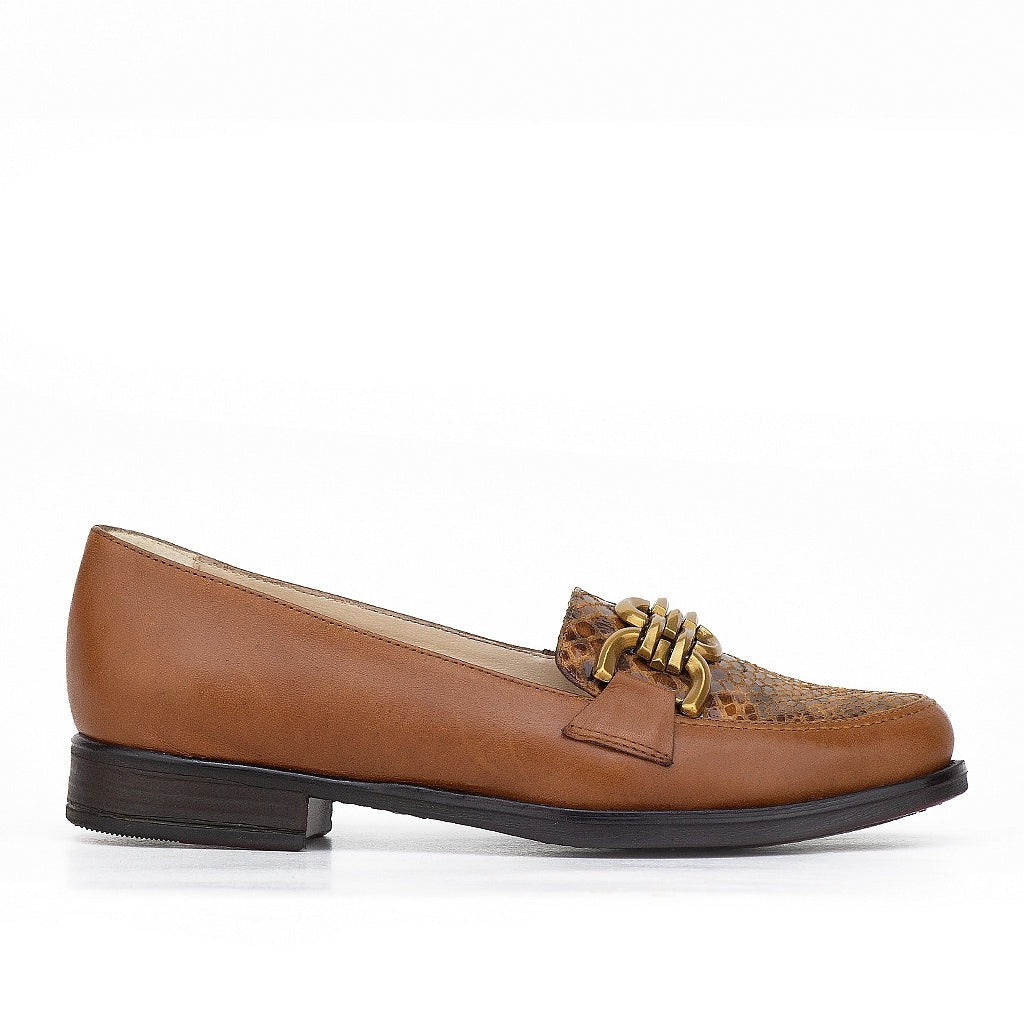 0602 chaussure femmes en cuir tabac