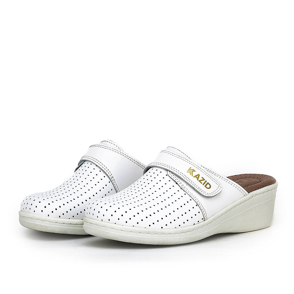 0506 sabot confort en cuir femmes blanc