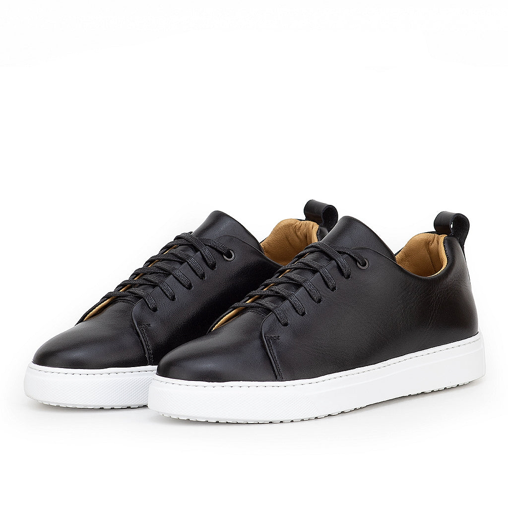 01000 Chaussure Sneaker Homme en cuir noir blanc