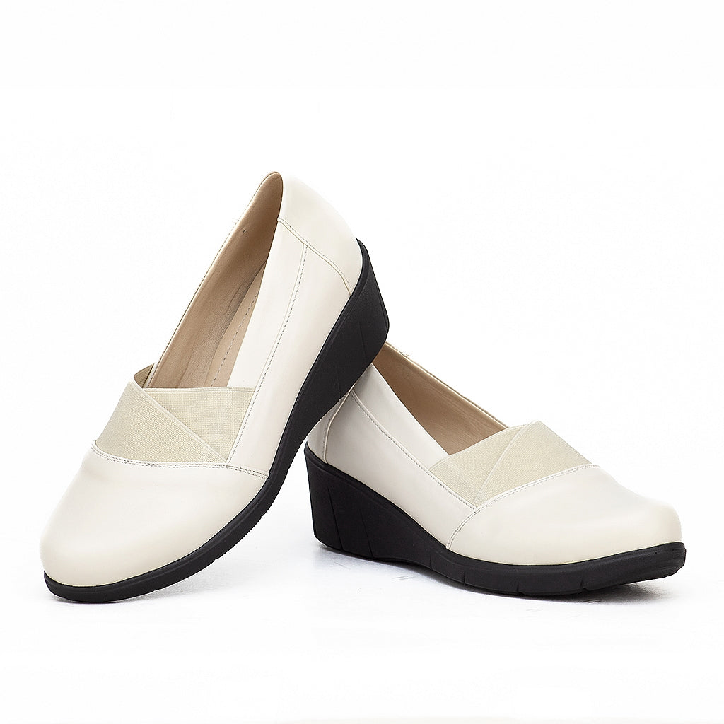 0136 chauusre confort en cuir noir biege