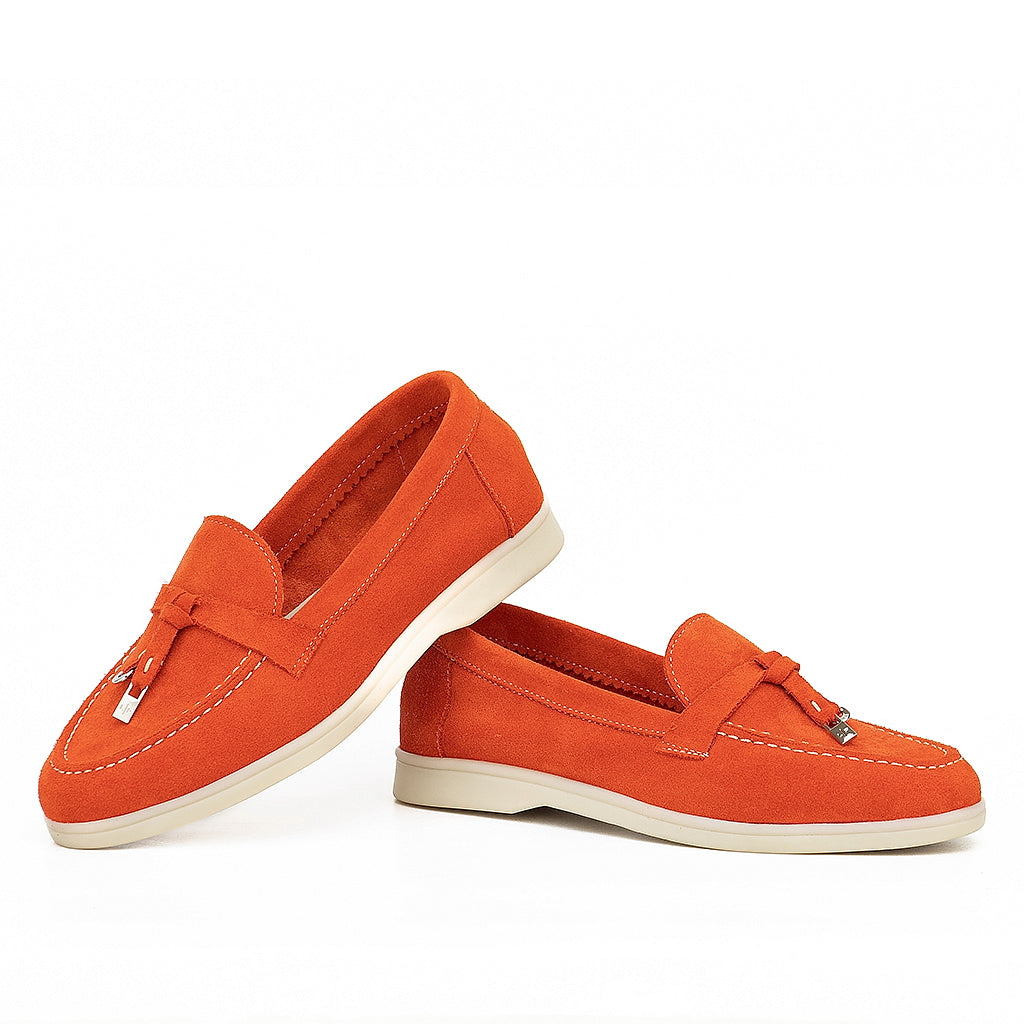 0116 chaussure femmes en cuir daim orange