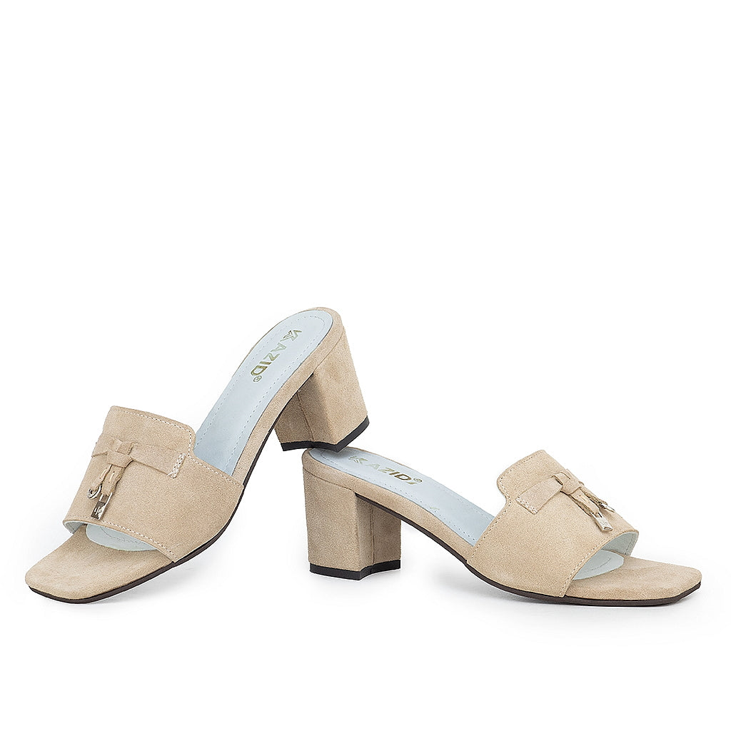 0182 sandale en cuir daim femme biege