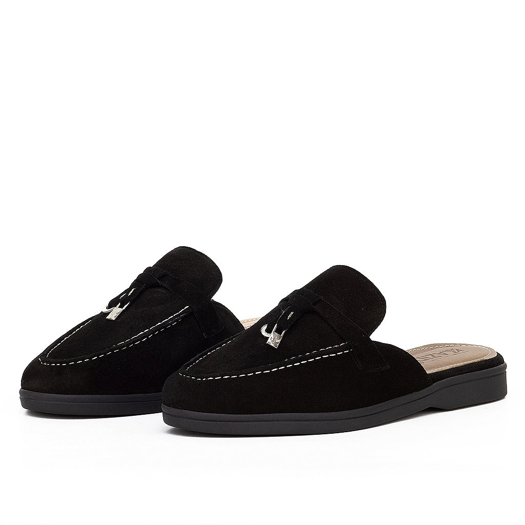 0119 sabot en cuir femmes noir