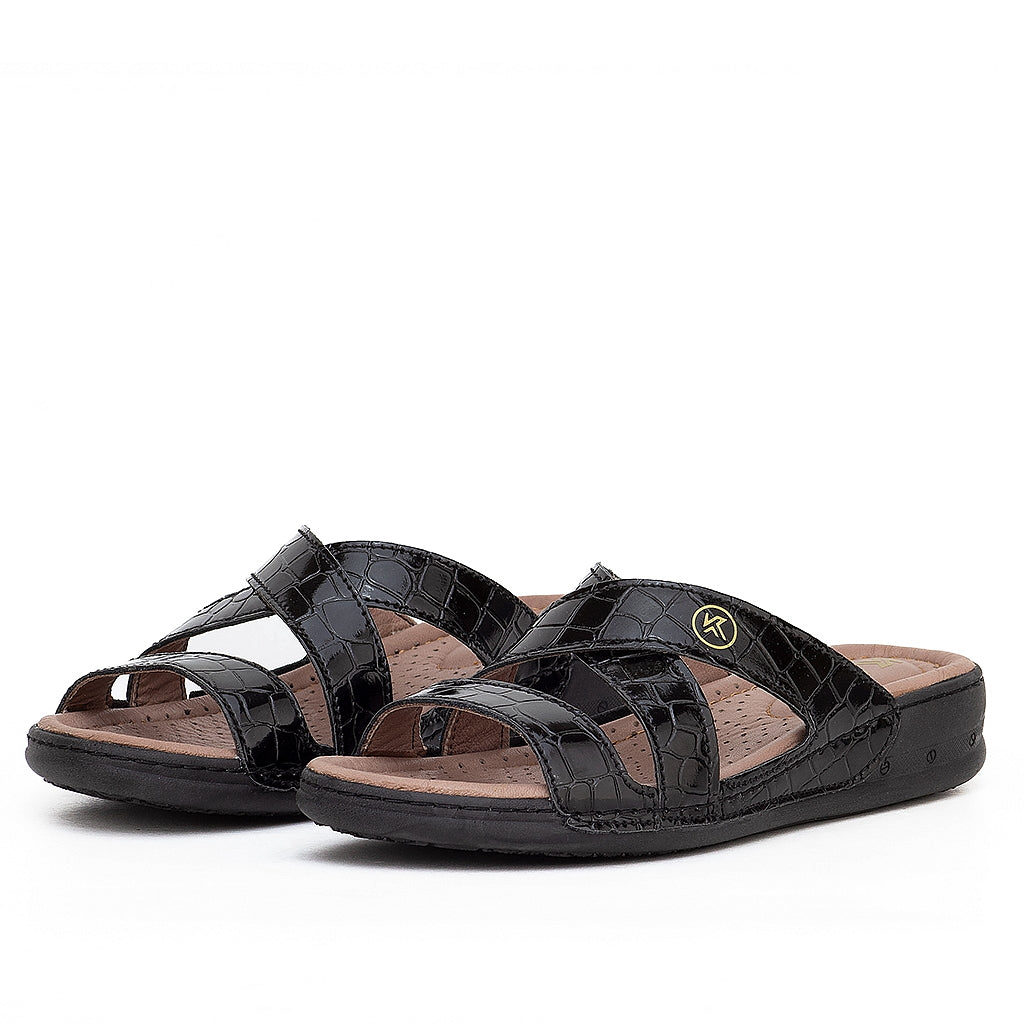 037 sandale médical femme noir verni