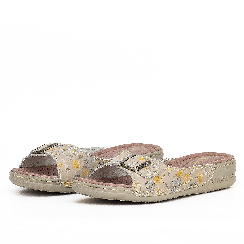 046 sandale médical en cuir femme biege