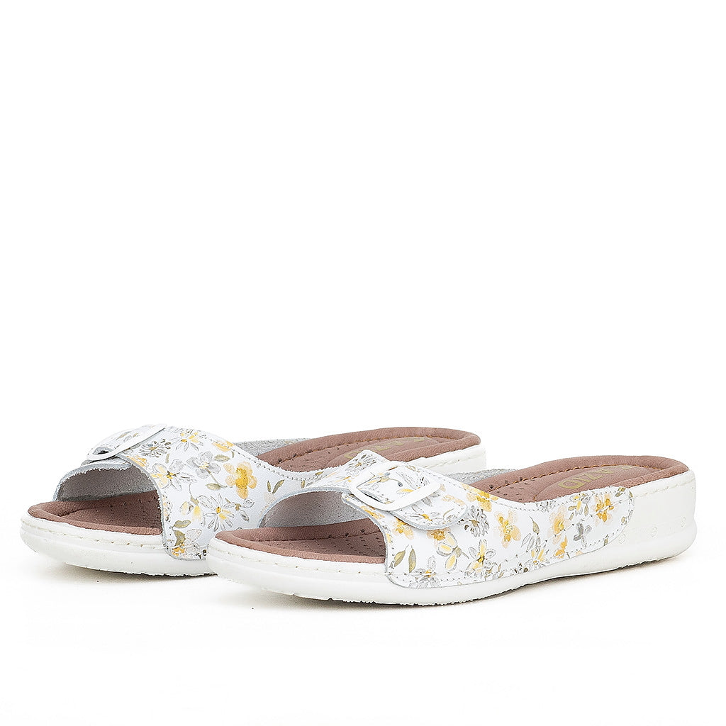 046 sandale médical en cuir femme blanc