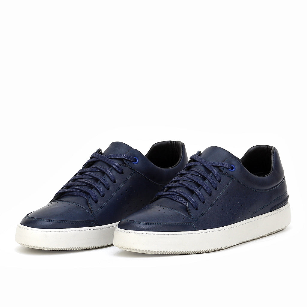 038 Chaussure Sneaker Homme en cuir bleumarin