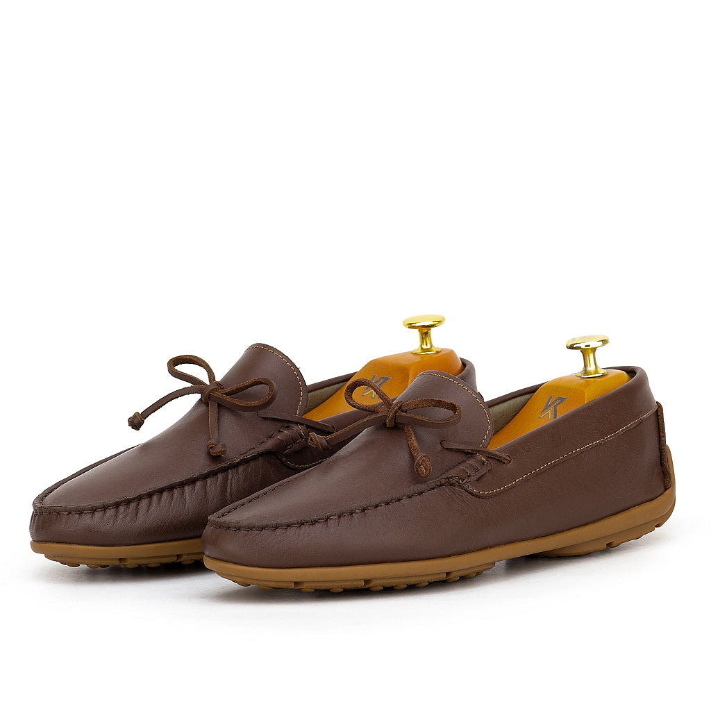 0196 Mocassins Homme en cuir marron