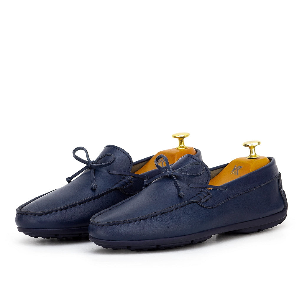 0196 Mocassins Homme en cuir bleumarin