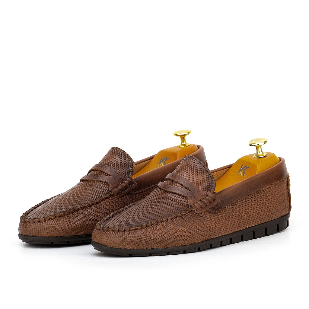 074s Mocassins Homme en cuir marron