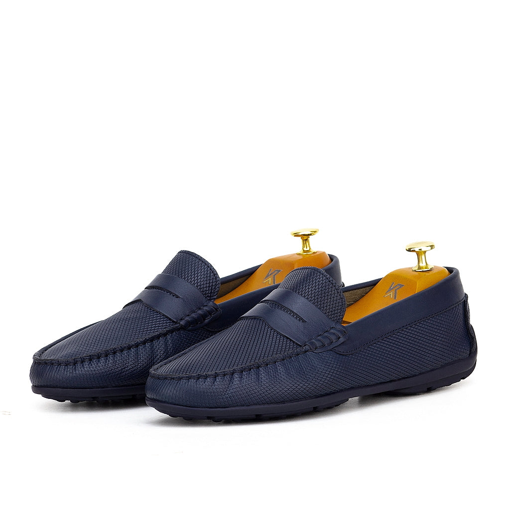 0195s Mocassins Homme en cuir bleumarin