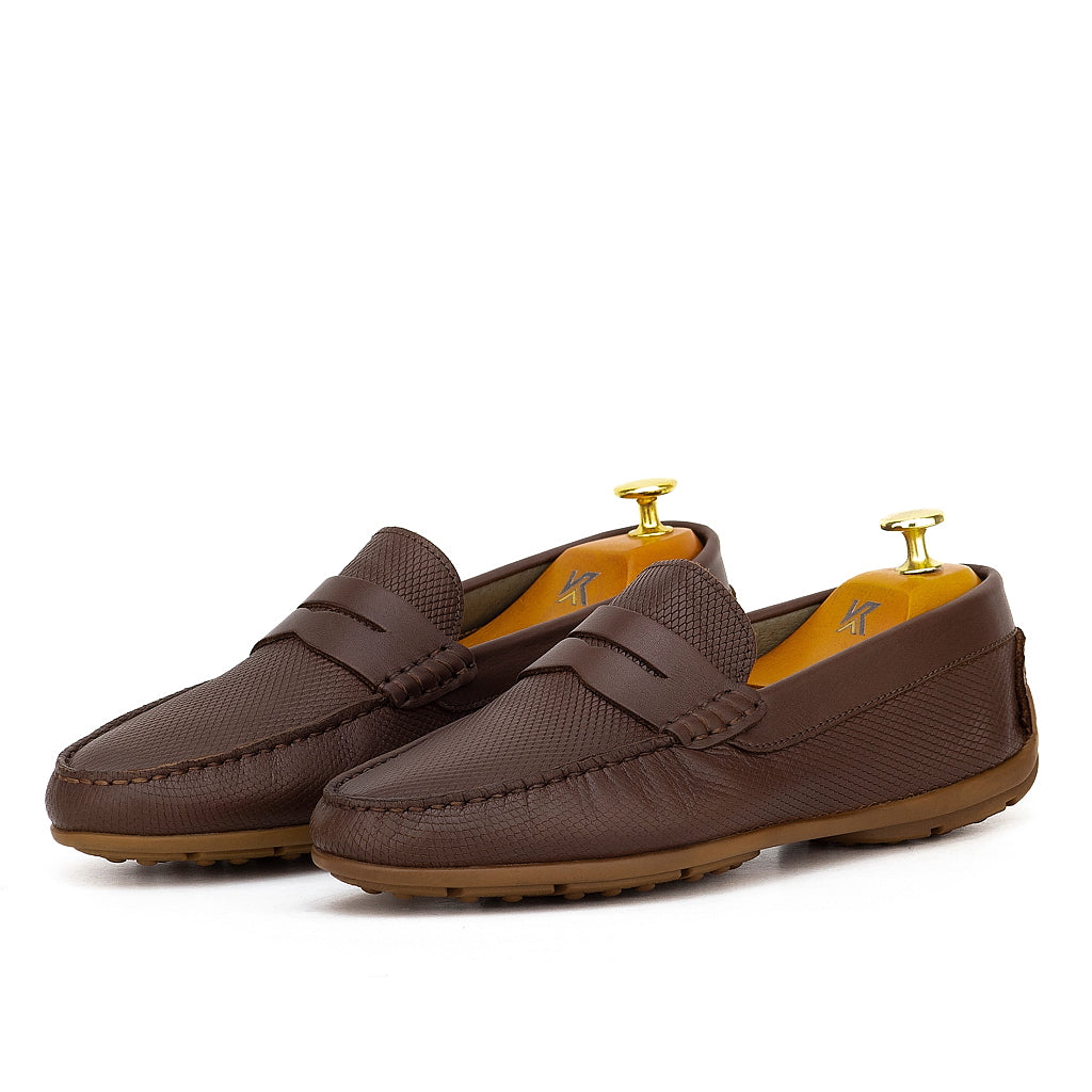 0195s Mocassins Homme en cuir marron caramel