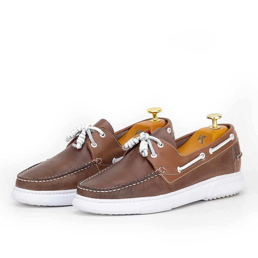 0187e chaussure boat homme en cuir marron