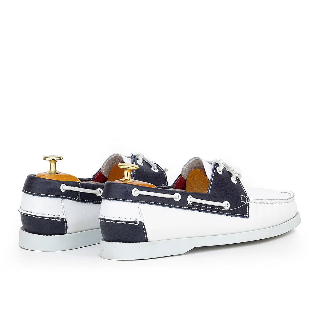 0187 chaussure boat homme en cuir blanc