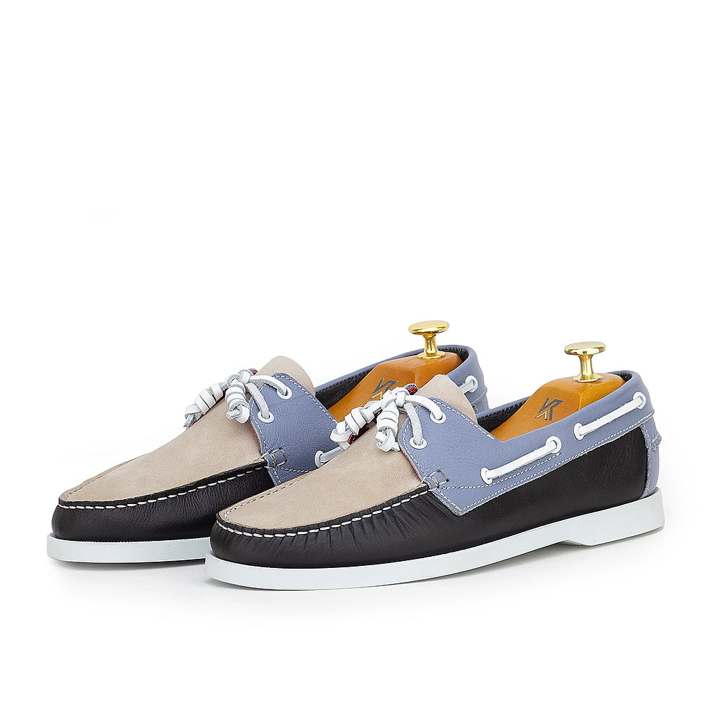 0187 chaussure boat homme en cuir multicolore