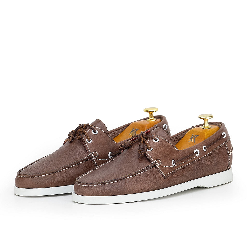 0187 chaussure boat homme en cuir marron