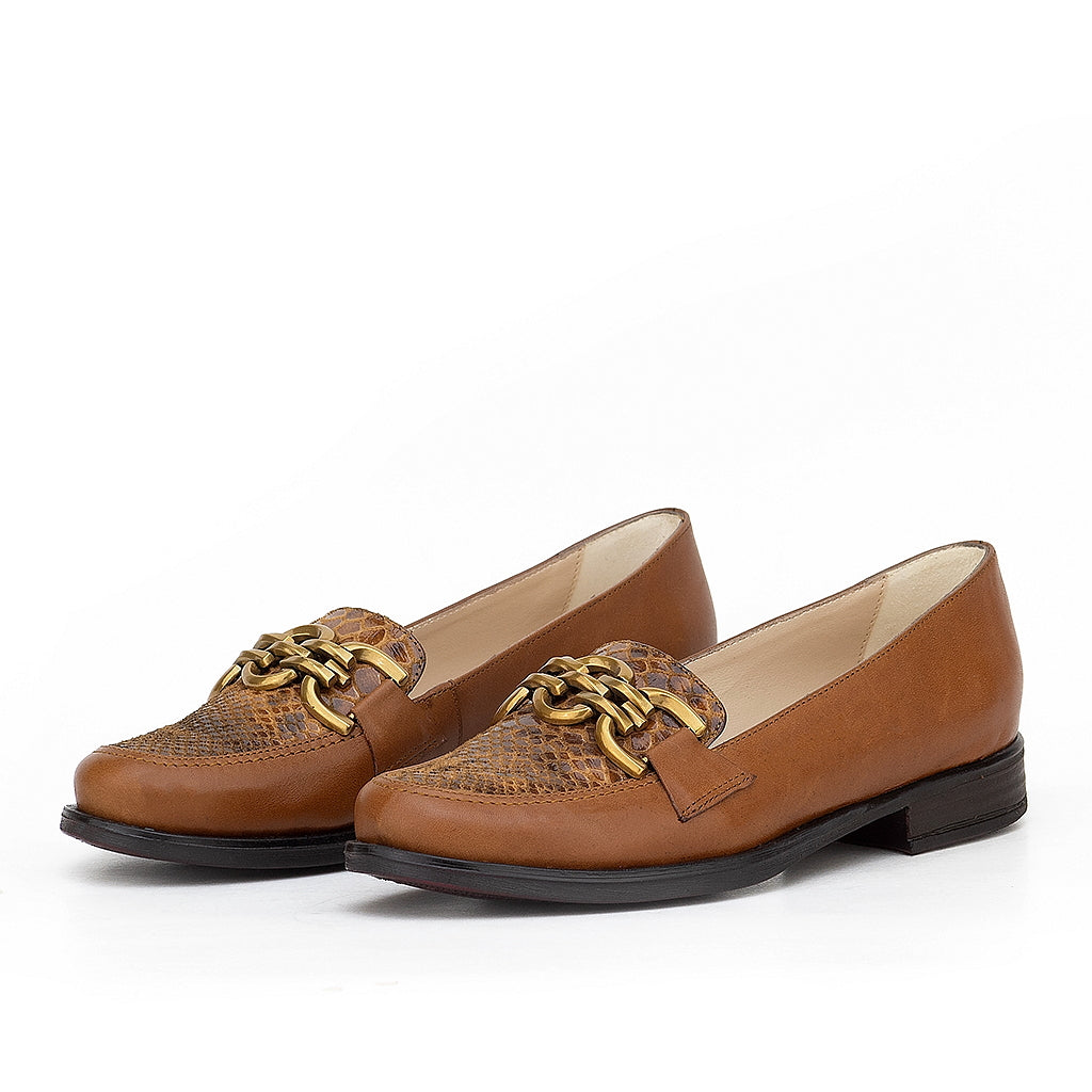 0602 chaussure femmes en cuir tabac