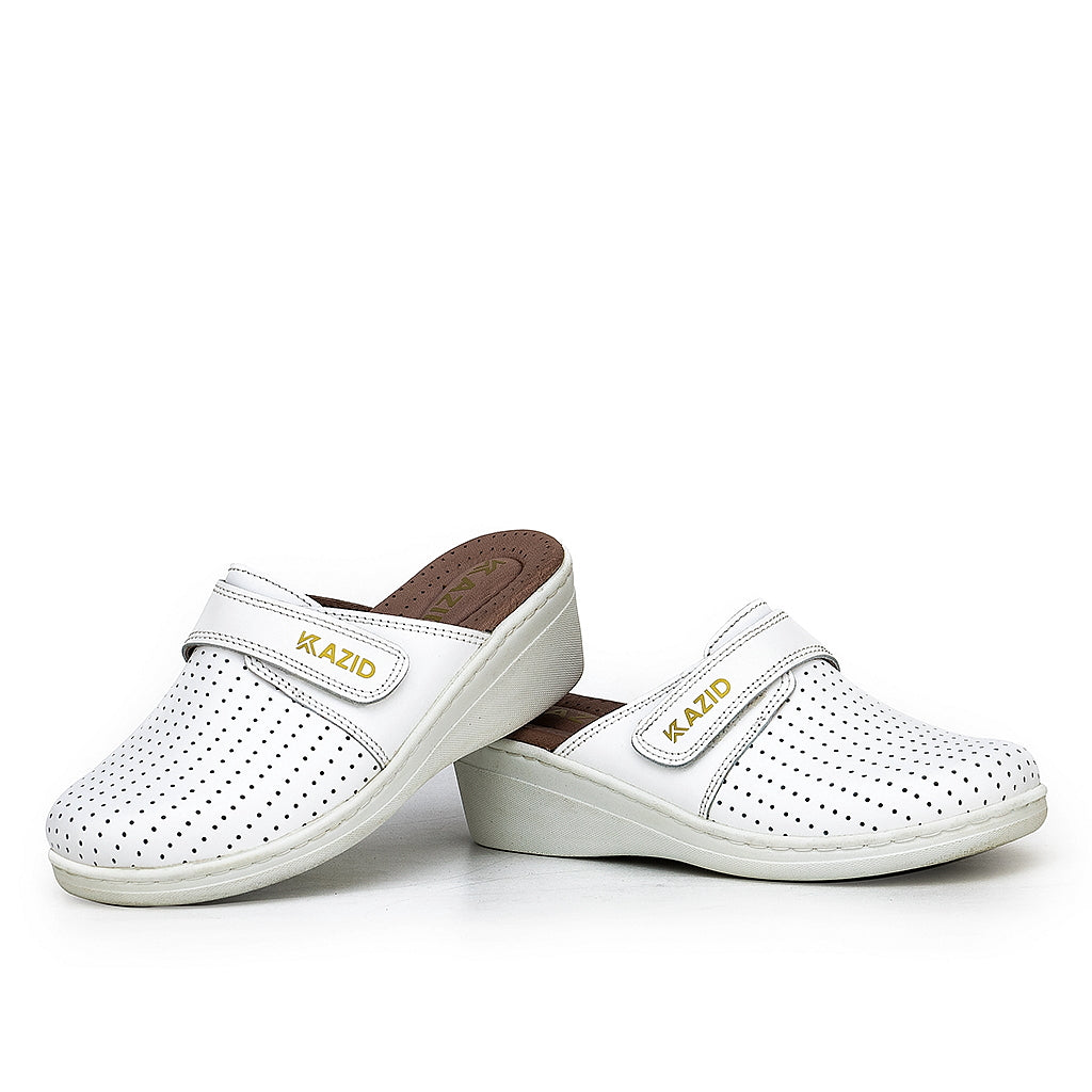 0506 sabot confort en cuir femmes blanc