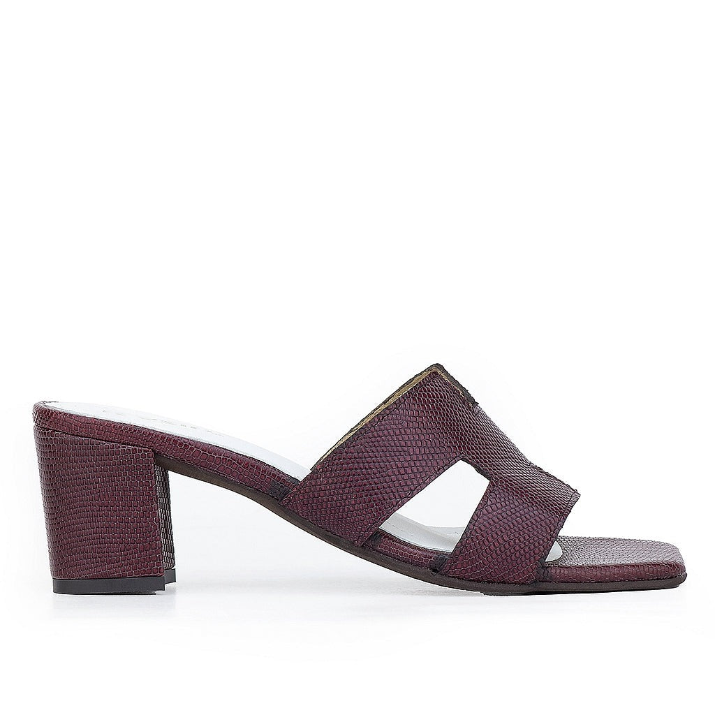 0181 sandale en cuir femme grenat