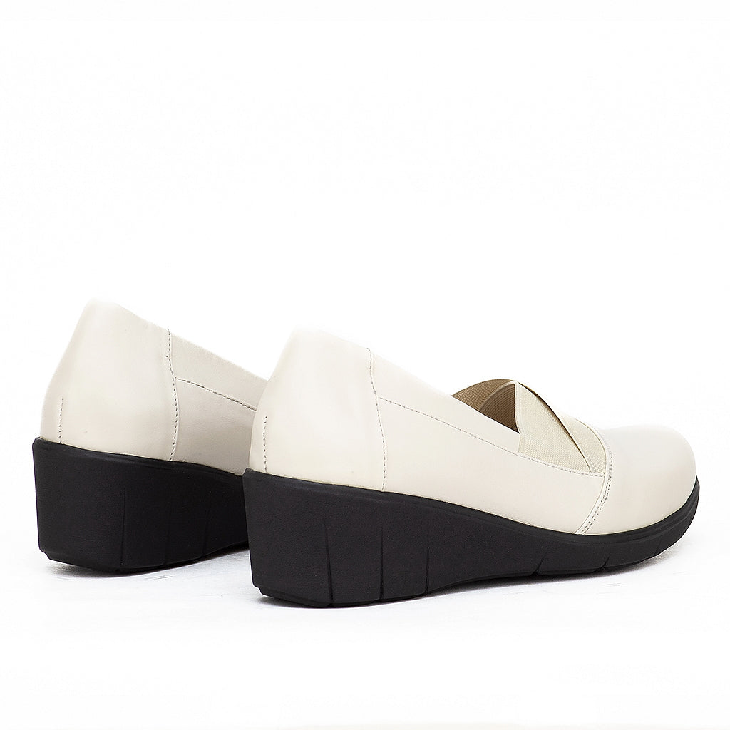 0136 chauusre confort en cuir noir biege