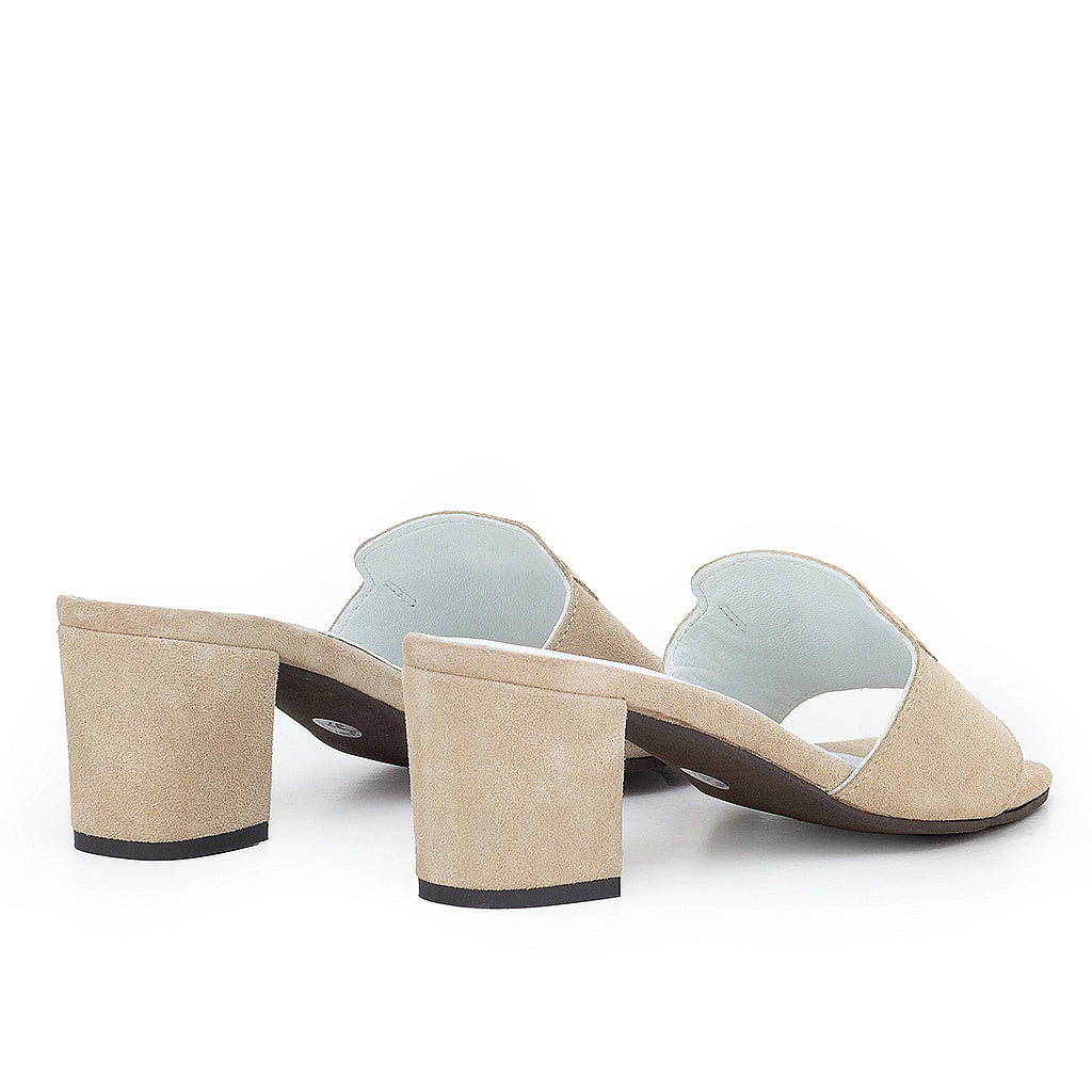 0182 sandale en cuir daim femme biege