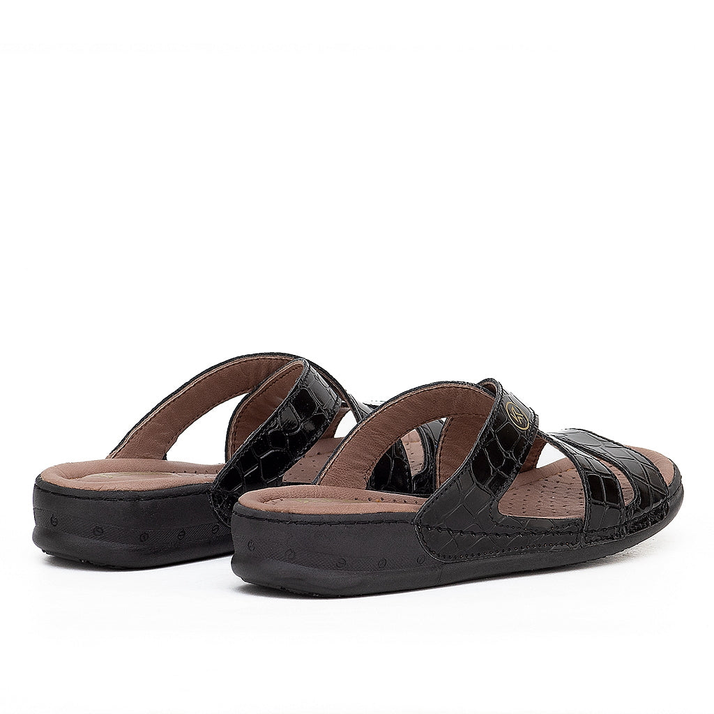 037 sandale médical femme noir verni
