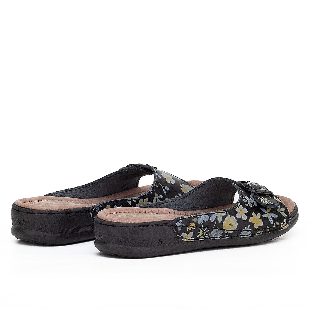 046 sandale médical en cuir femme noir